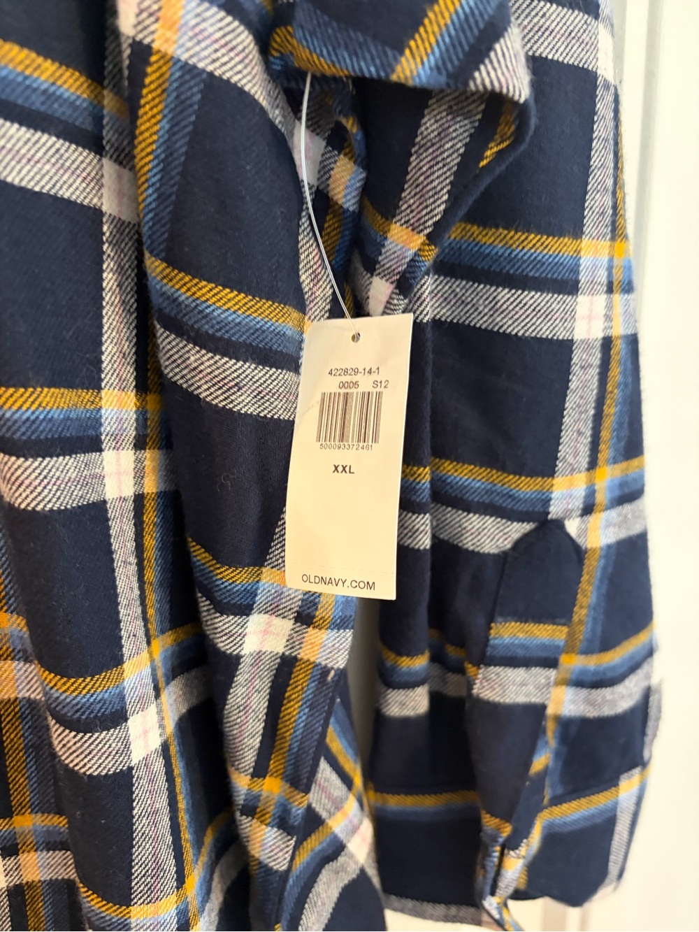 OLD NAVY I NWT Flannel Boyfriend Tunic Shirt, Navy Plaid - Picture 6 of 7